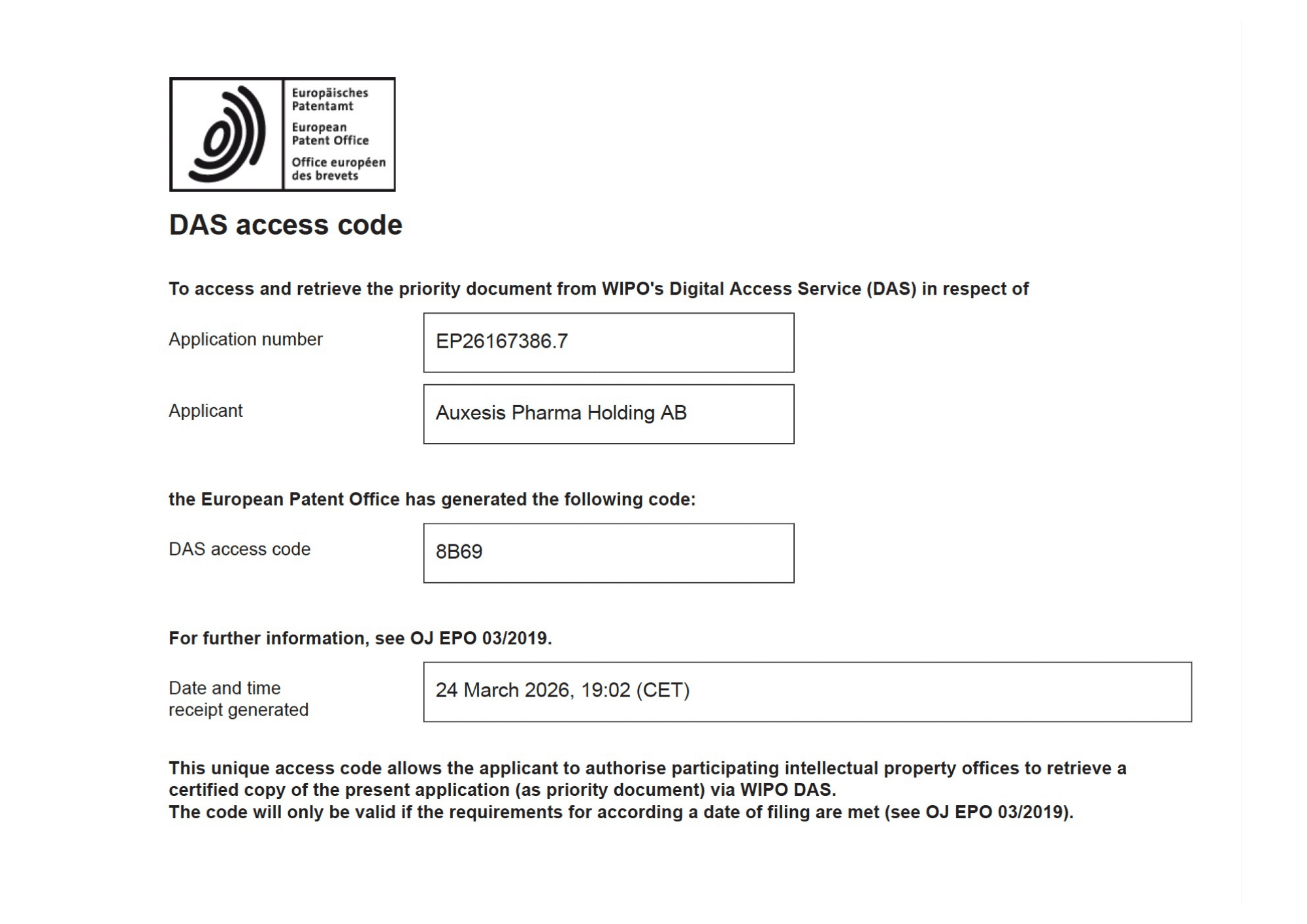 Auxesis Pharma stärker sin patentportfölj – ny europeisk patentansökan registrerad
